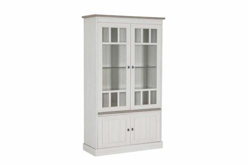 2 vitrines robustes de style rustique, blanches 122 x 211 x, Maison & Meubles, Armoires | Vitrines, Comme neuf, 200 cm ou plus