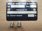 Kreidler Typeplaatje Frame (NEW), Fietsen en Brommers, Brommeronderdelen | Kreidler, Ophalen of Verzenden, Nieuw, Overige typen