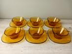 6 tasses et soucoupes vintage en verre style Duralex, Ophalen