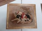 oude mooie broderie -romantisch kindje met haar hond, Antiek en Kunst, Ophalen