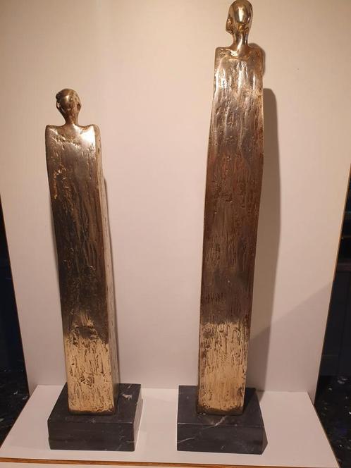 Exceptionnel, deux statuettes en bronze argenté, Antiquités & Art, Art | Sculptures & Bois, Enlèvement ou Envoi