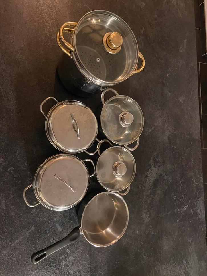 Set gebruikte kookpotten – goede staat, Maison & Meubles, Cuisine | Casseroles & Poêles, Comme neuf, Enlèvement
