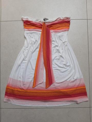 Witte, roze en oranje jurk maat 1