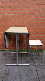 plooitafel formica vintage geel (luxe model)+ krukje formica, Ophalen, Gebruikt