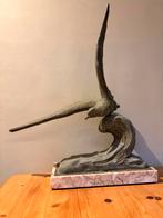 Bronzen beeld meeuw over golf Rene Papa, Antiek en Kunst, Ophalen