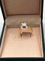 Bicolor  ring  sulitair stijl ,met briljant, Handtassen en Accessoires, Ringen, Ophalen of Verzenden, Goud