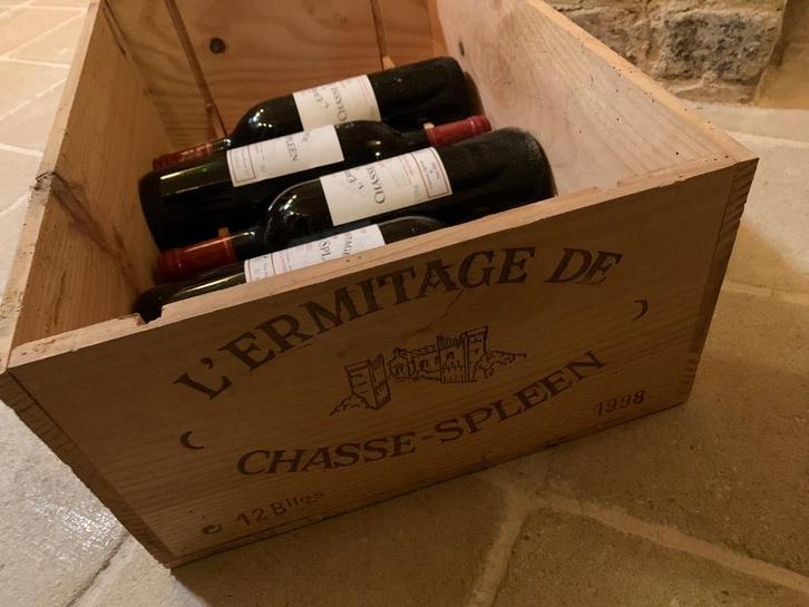 L’Ermitage de Chasse-Spleen 1996 4 flessen 1998 1 fles 96, Verzamelen, Wijnen, Zo goed als nieuw, Rode wijn, Frankrijk, Ophalen of Verzenden