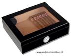 H28 HUMIDOR ZWART EDITION GROOT VENSTER MERKHUMIDOR ANGELO, Verzenden, Nieuw, Tabaksdoos of Verpakking