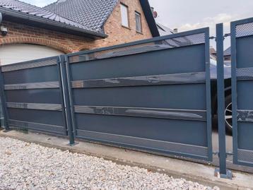 Antraciet hekwerk met poortje, Tuin en Terras, Tuinpoorten, Ophalen, Zo goed als nieuw