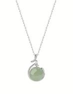 Ketting met groene jade, Handtassen en Accessoires, Kettingen, Verzenden, Nieuw, Steen of Mineraal, Met strass
