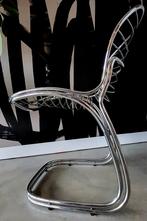 3 chaises Gastone Rinaldi en chrome et galettes cuir, Enlèvement, Utilisé, Cuir