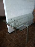 Table design verre alu à rallonges, Maison & Meubles, Enlèvement ou Envoi, Utilisé, Verre