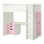 STUVA hoogslaper / 2 deuren - wit / roze, 207x99x193, Ophalen, Gebruikt, Hoogslaper