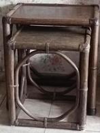 Table gigogne en  rotin-bambou, Huis en Inrichting, Tafels | Sidetables, Ophalen, Gebruikt