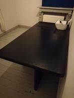 Grote massief houten bureau/tafel (zwart), Huis en Inrichting, Bureaus, Ophalen, Zo goed als nieuw, Bureau