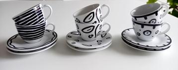 SET VAN 6 DESIGN KOFFIETASSEN MET BORDJE – NIEUW! beschikbaar voor biedingen