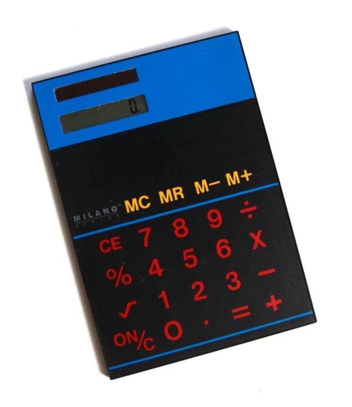 Slim 1980s Solar Calculator by Milano Series Memphis design, Diversen, Bureau-accessoires, Zo goed als nieuw, Ophalen of Verzenden