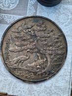 Antieke Japanse bronzen spiegel uit de Meiji-periode, 19e, Postzegels en Munten, Munten | België, Ophalen of Verzenden, Brons