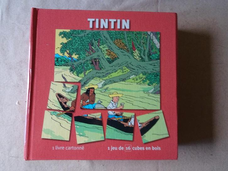 Set van 16 houten kubussen Kuifje - Hergé -, Verzamelen, Stripfiguren, Gebruikt, Boek of Spel, Kuifje, Ophalen of Verzenden