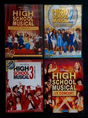5x dvd's van High School Musical-films 1 tot 3 + Het concert