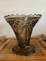 Art Deco zware vaas. Bruin gefumeerd persglas, Ophalen of Verzenden