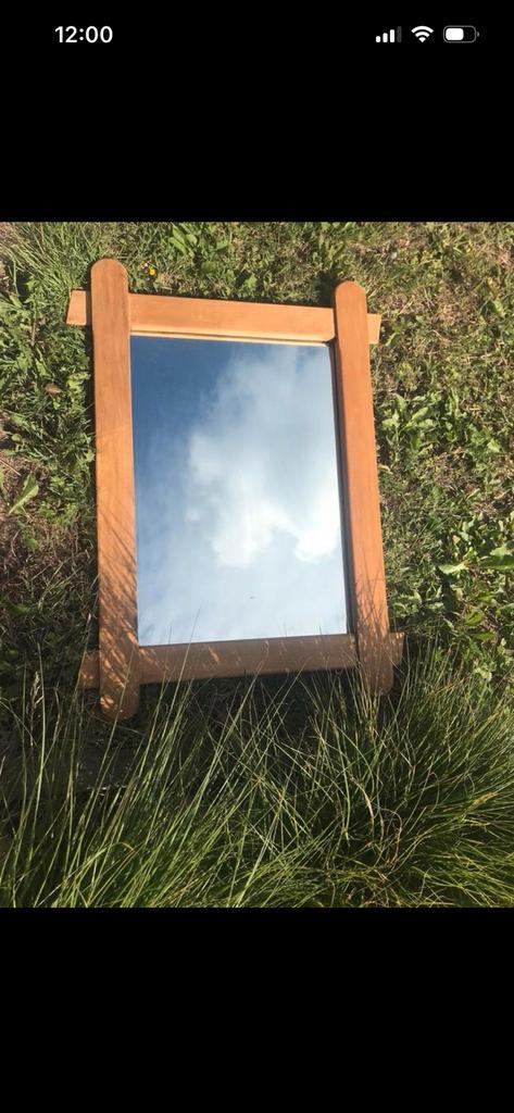 Grand miroir en teck massif 75 x 56 cm, Maison & Meubles, Accessoires pour la Maison | Miroirs, Comme neuf, 50 à 75 cm, Moins de 100 cm