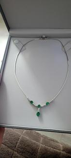 Emerald & Diamonds 18 karaat witgoud, Bijoux, Sacs & Beauté, Colliers, Comme neuf, Or, Enlèvement, Avec pierre précieuse