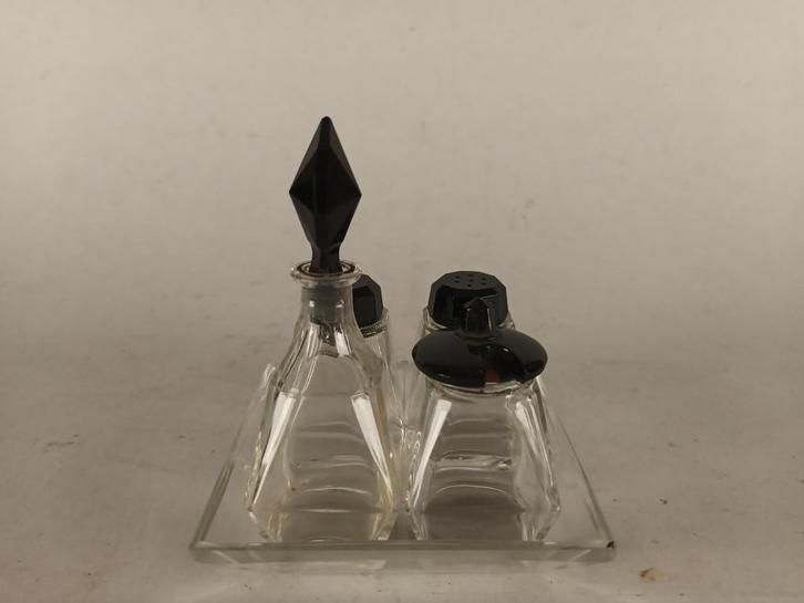 Tafelsetje art deco z-p-m-o volledig uit glas!, Antiek en Kunst, Antiek | Glaswerk en Kristal, Ophalen of Verzenden