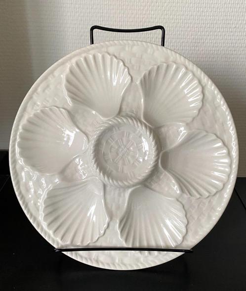 6 Assiettes à Huîtres en Faïence Blanche de Longchamp, Antiquités & Art, Antiquités | Porcelaine, Enlèvement ou Envoi