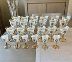 Art Deco 24 delig glasservies,versiering goud,blauw,engel, Antiek en Kunst, Ophalen