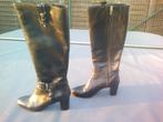 Zwarte lederen Angelo Bervicato dameslaarzen.maat 40., Enlèvement ou Envoi, Comme neuf, Bottes hautes, Noir