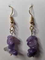 Stenen oorbellen, Handtassen en Accessoires, Oorbellen, Hangers, Paars, Nieuw, Ophalen of Verzenden