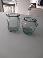 Set van 2 glazen potten hoogte 14 cm diameter 10 cm, Ophalen of Verzenden, Zo goed als nieuw, Overige kleuren