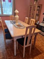 table de salle a manger , vitrine , 6 chaises velour bleu, Gebruikt, Ophalen of Verzenden