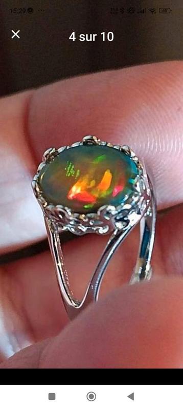 Sterling zilveren ring met prachtige mezezo zwarte opaal  beschikbaar voor biedingen