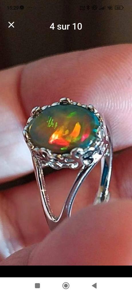Sterling zilveren ring met prachtige mezezo zwarte opaal, Handtassen en Accessoires, Ringen, Nieuw, Dame, Zilver, Zilver, Met edelsteen
