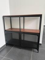 Industriële moderne opbergkasten in zwart metaal met hout, Huis en Inrichting, Bureaus, Ophalen, Zo goed als nieuw