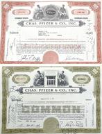 2X PFIZER (farmareus) uit 1951 & 1959, Postzegels en Munten, Aandelen en Waardepapieren, Ophalen of Verzenden, 1950 tot 1970, Certificaat van aandeel