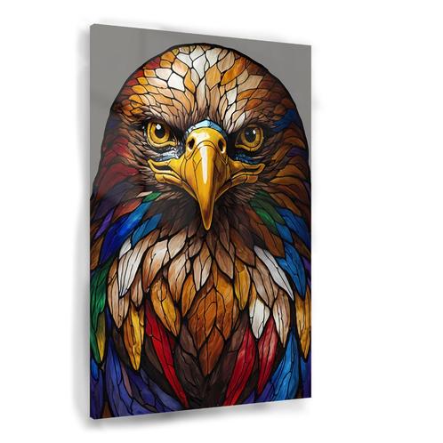 Vivid Stained Glass Eagle Mosaic Portrait Glasschilderij 10, Huis en Inrichting, Woonaccessoires | Wanddecoraties, Nieuw, Verzenden