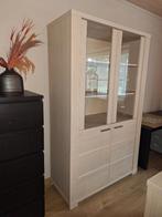 Vitrinekast lichte eik ( Deba), Ophalen, Met deur(en), 100 tot 150 cm, Zo goed als nieuw
