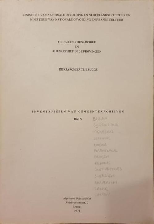 (WEST-VLAANDEREN) Inventarissen van gemeentearchieven. V, Livres, Histoire & Politique, Utilisé, Enlèvement ou Envoi