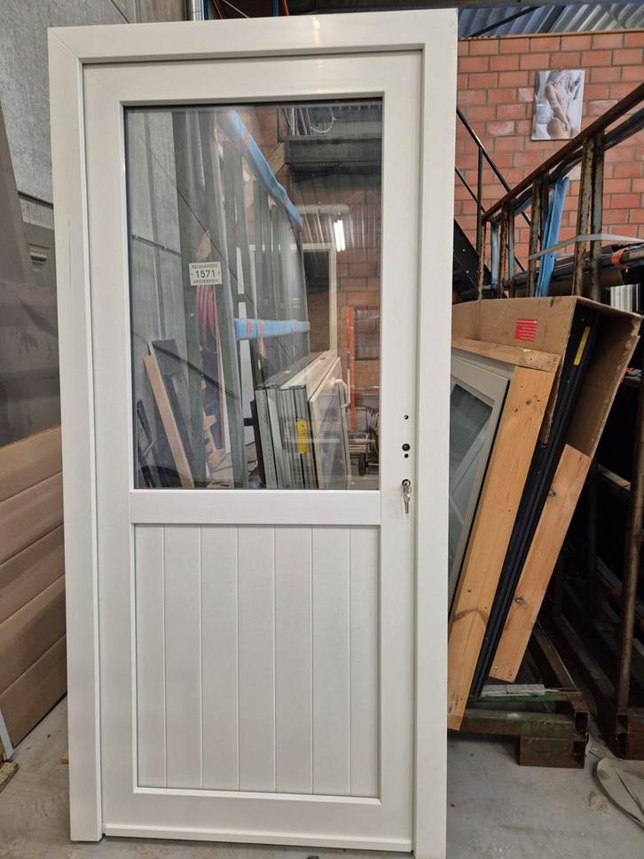 PVC achterdeur, Doe-het-zelf en Bouw, Deuren en Vliegenramen, Zo goed als nieuw, Buitendeur, 200 tot 215 cm, 80 tot 100 cm, Kunststof