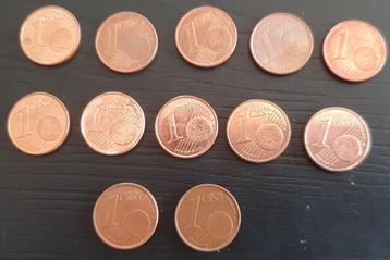 12 verschillende eurocenten van 1 eurocent van België beschikbaar voor biedingen