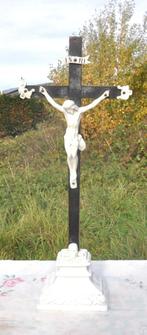 crucifix a poser bois et porcelaine 41x18cm, Enlèvement ou Envoi
