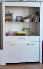 Vitrine meuble rangement blanc et gris, Maison & Meubles, Armoires | Vitrines, Enlèvement, Utilisé, Verre