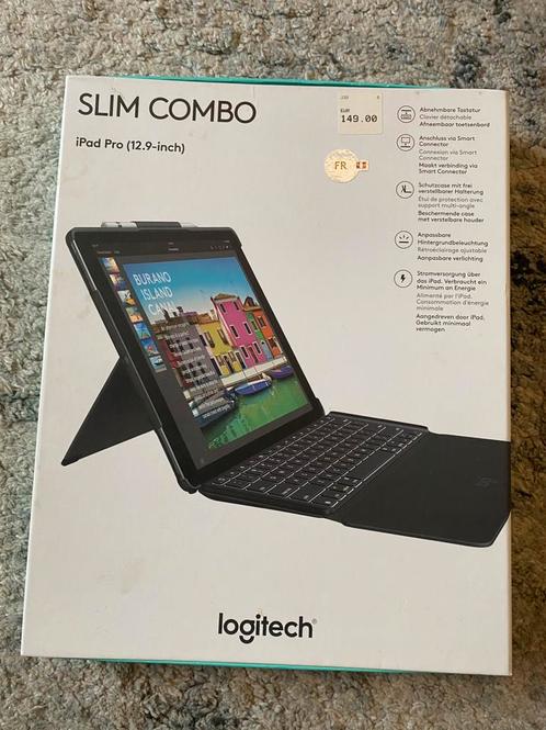 Logitech iPad Pro 12.9 inch cover en toetsenbord, Computers en Software, Tablet-hoezen, Zo goed als nieuw, Bescherming voor- en achterkant