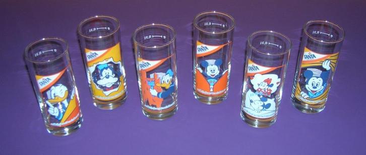 Vintage Fanta Disney glazen, Verzamelen, Disney, Zo goed als nieuw, Ophalen