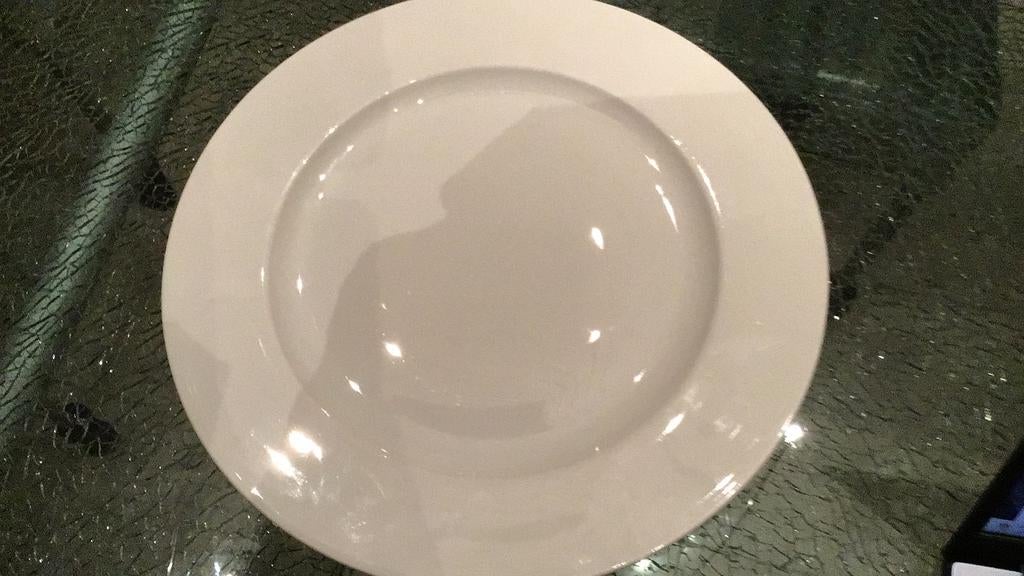 Set van 9 stuks wit porselein onderzetborden van 32 cm diam., Ophalen, Zo goed als nieuw, Bord(en), Effen