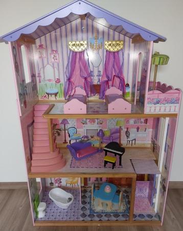 Maison de poupée en bois avec accessoires pour poupées 30 cm