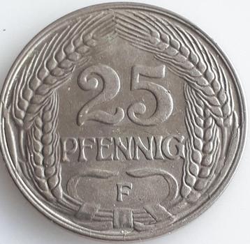 DUITSLAND: 25 PFENNIG 1909 F KM 18 LOW MINTAGE !! beschikbaar voor biedingen